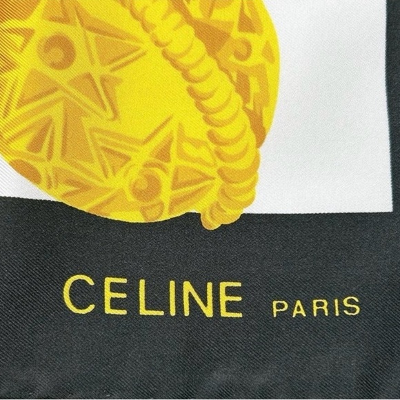 CELINE Paris Jewerly Print Scarf 100% Silk Square 26" Black New without Tag. - Picture 8 of 13